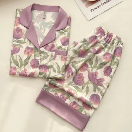 Soft comfort pajamas set for women, breathable cozy nightwear